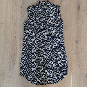 Equipment Black and White Heart Patterned Sleeveless Dress, XS